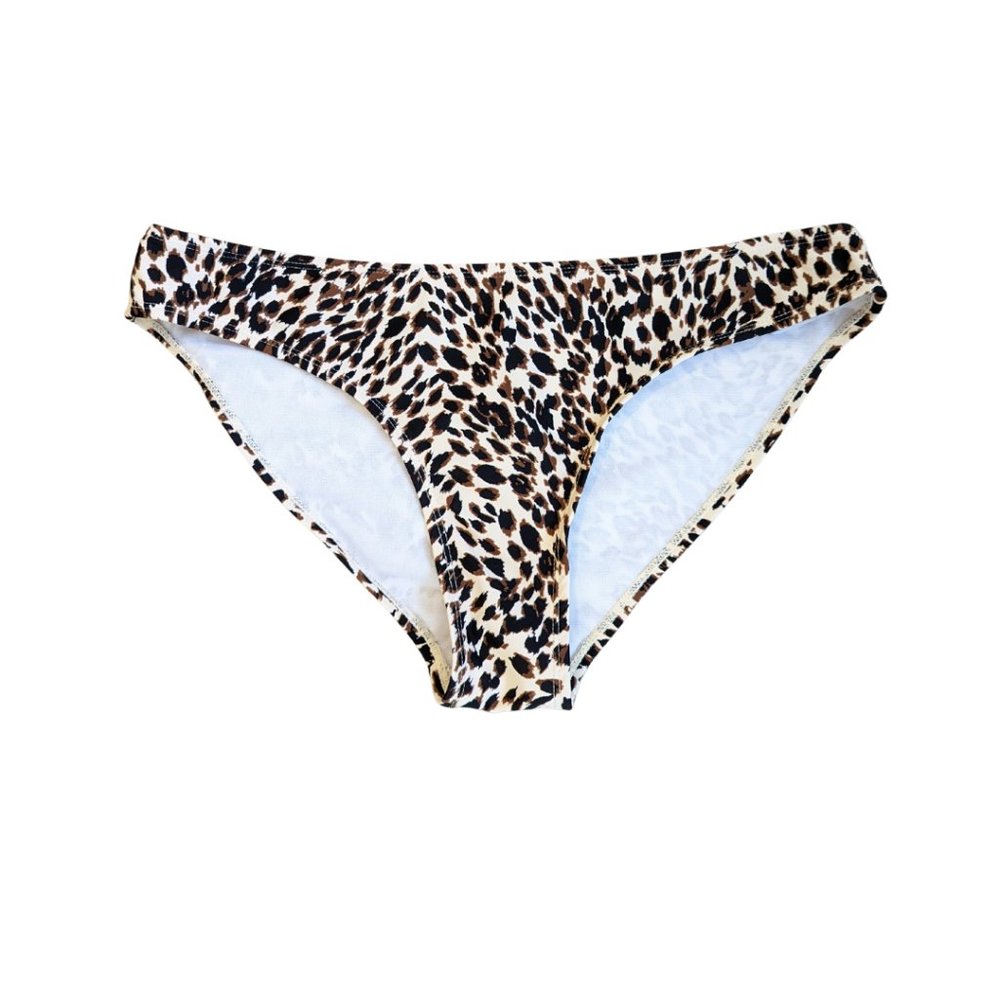 ICHI Hipster Mid Rise full bottom leopard bikini bottoms SZ/M
